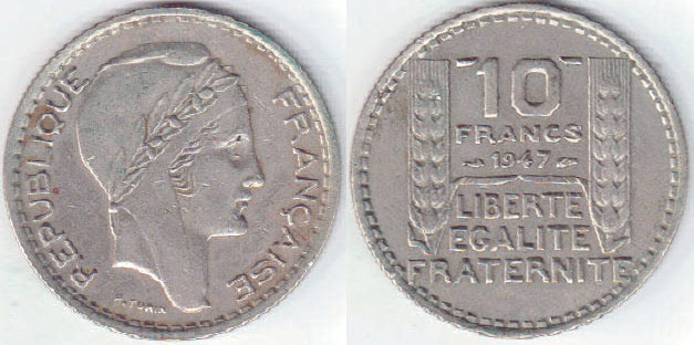 1947 France 10 Francs A008233